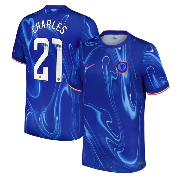 Chelsea WSL Home Stadium Shirt 2024-25 with Charles 21 printing